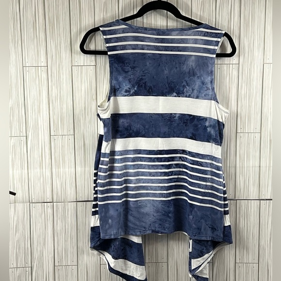 Cato Sleeveless Striped Wrap Tee - Picture 2 of 5